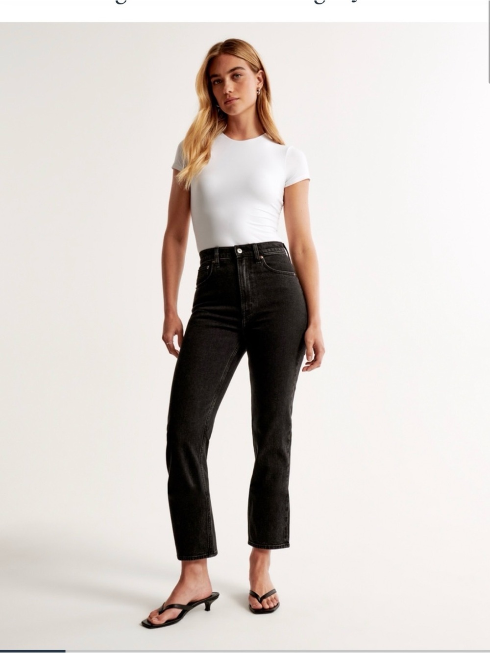 Abercrombie & Fitch Ankle Straight Ultra High Rise Curve Love Jeans Black Crop
